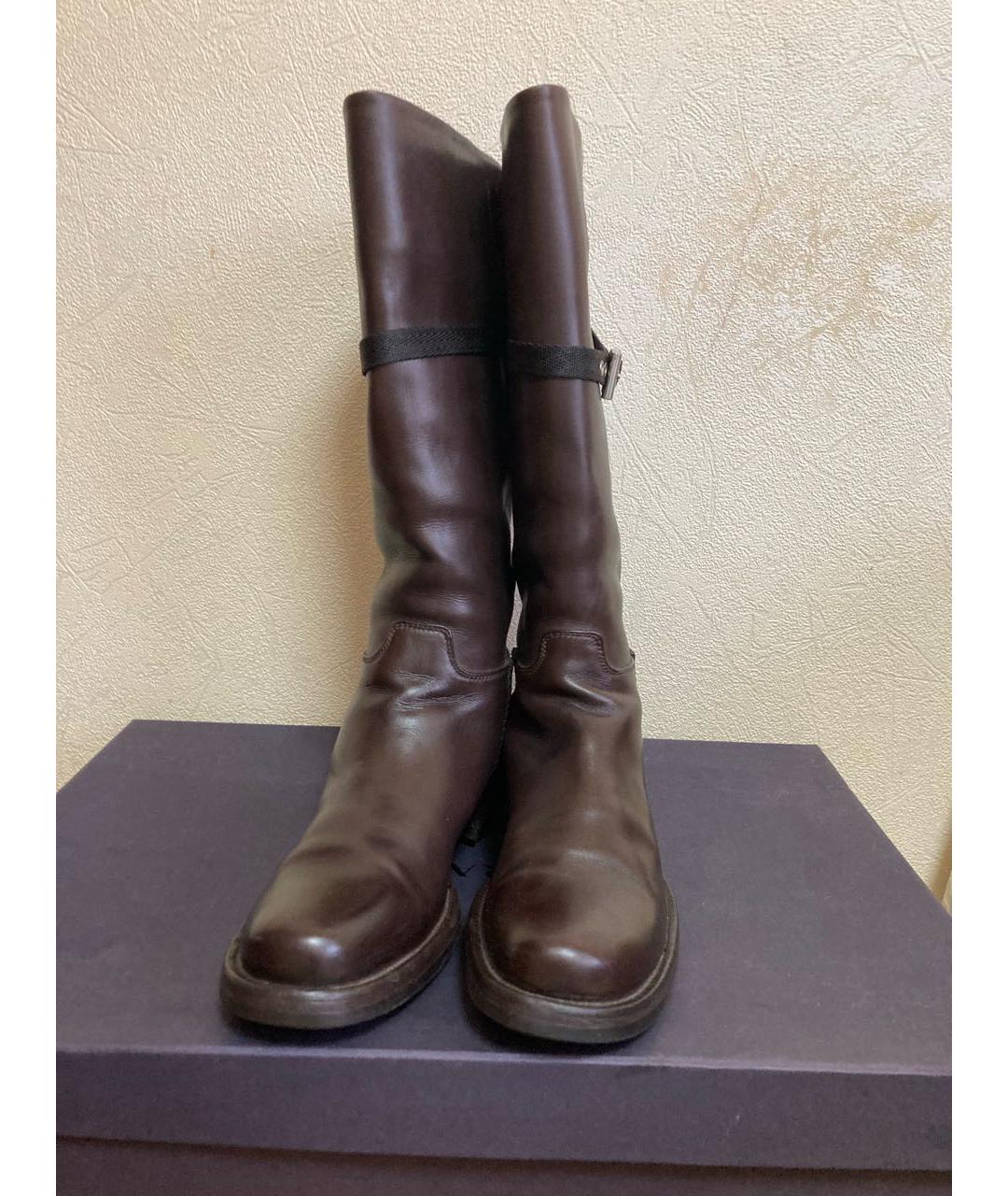 PRADA Коричневые кожаные сапоги, фото 5