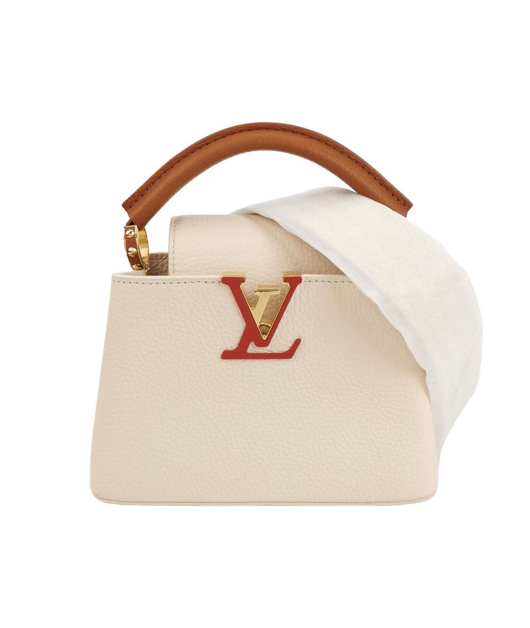 LOUIS VUITTON Бежевая кожаная сумка через плечо, фото 9