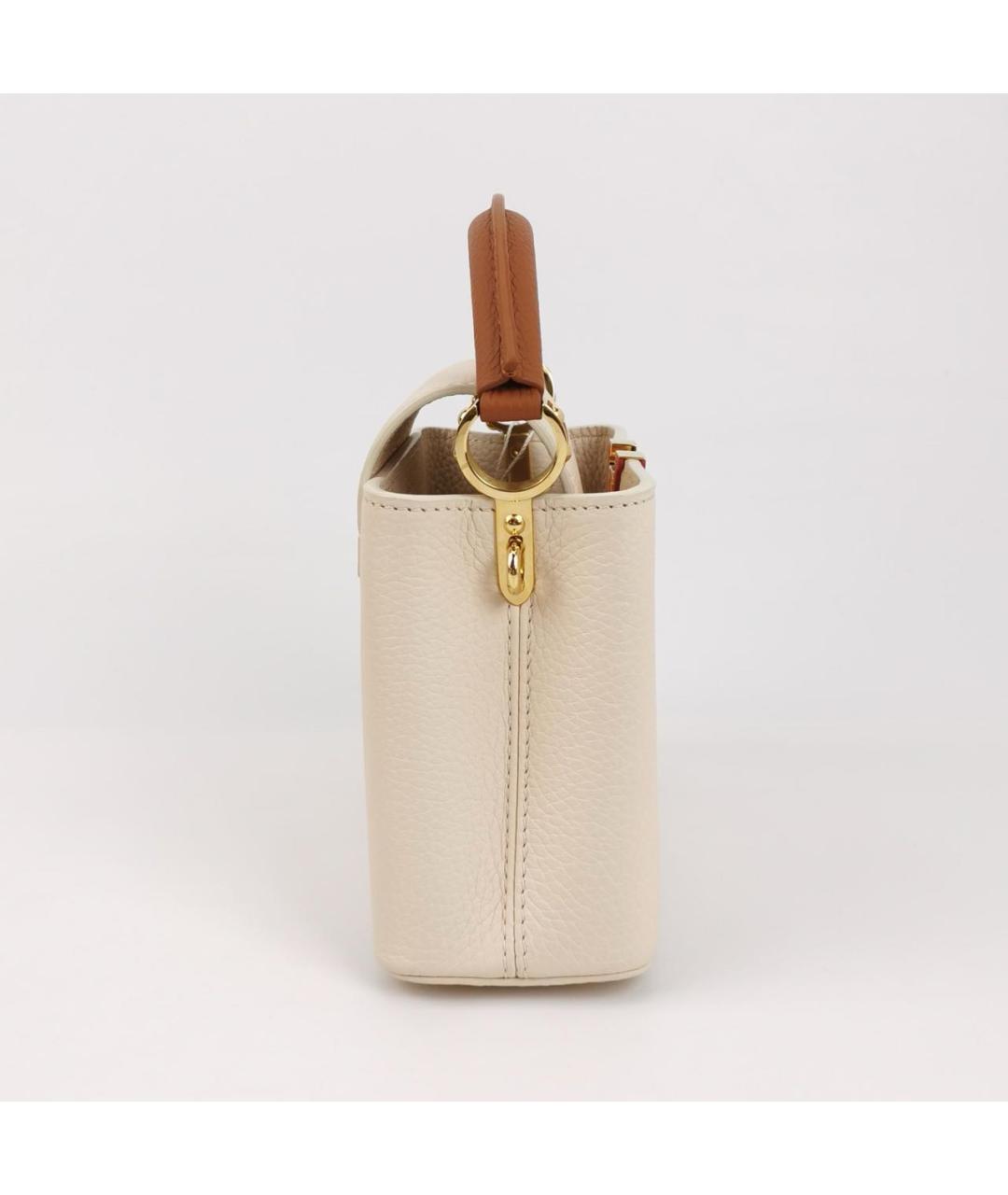 LOUIS VUITTON Бежевая кожаная сумка через плечо, фото 3