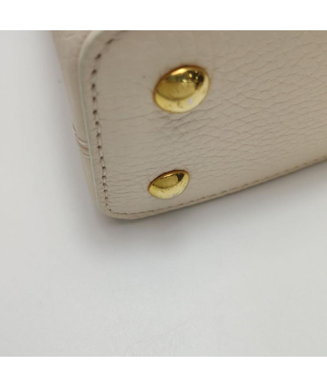 LOUIS VUITTON Бежевая кожаная сумка через плечо, фото 7