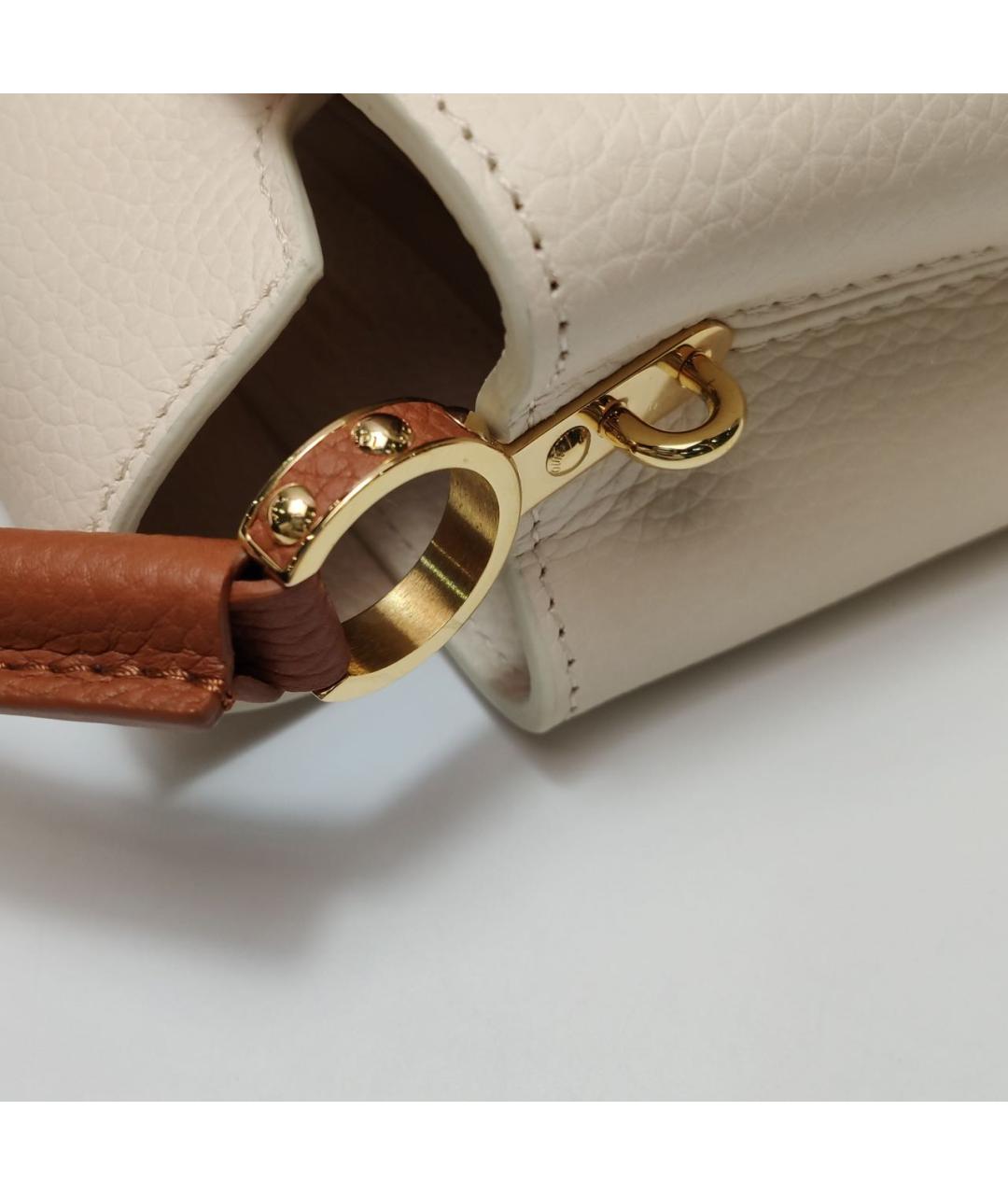 LOUIS VUITTON Бежевая кожаная сумка через плечо, фото 8