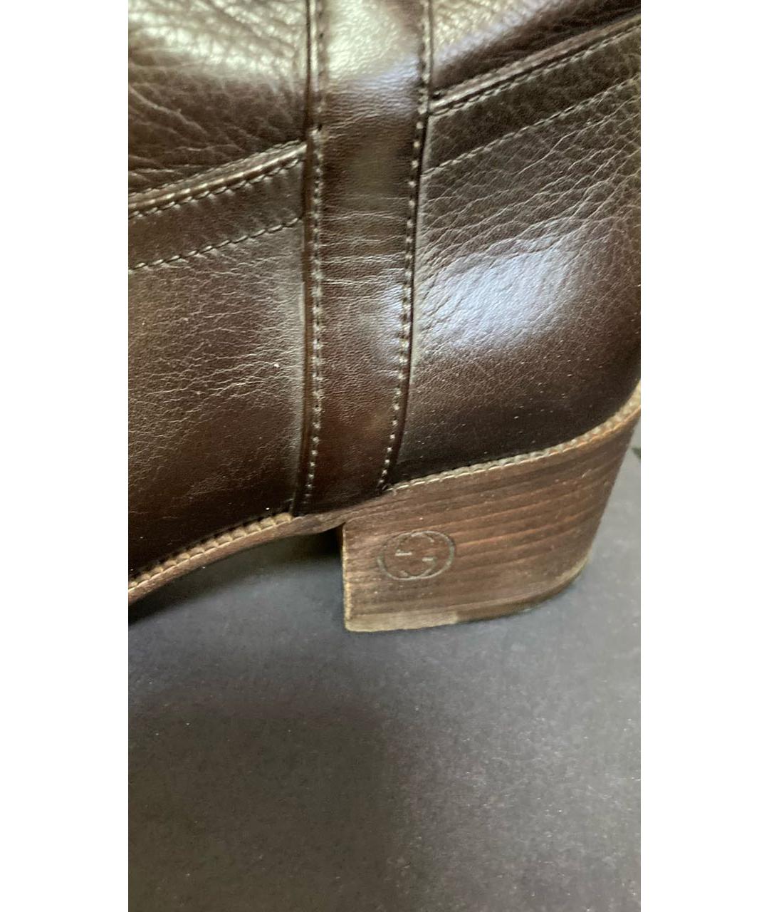 GUCCI Коричневые кожаные сапоги, фото 5