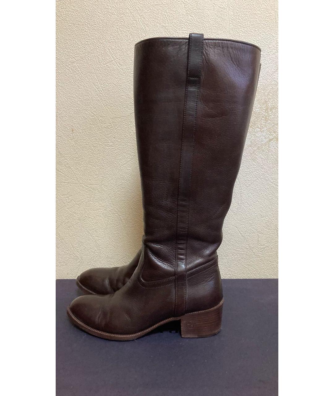 GUCCI Коричневые кожаные сапоги, фото 7