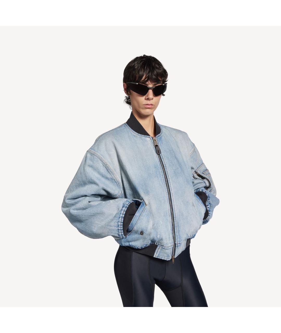 BALENCIAGA Голубая хлопковая куртка, фото 4