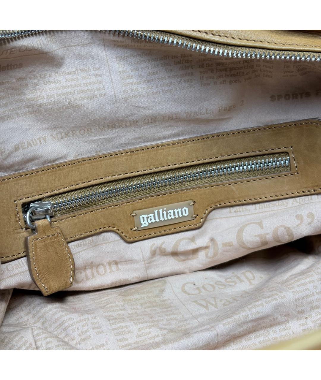 JOHN GALLIANO Бежевая кожаная сумка с короткими ручками, фото 7