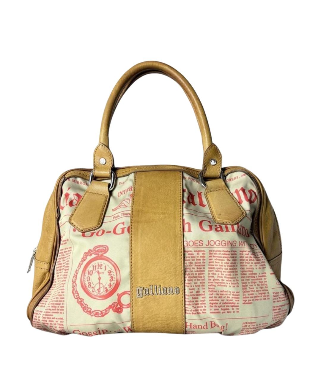 JOHN GALLIANO Бежевая кожаная сумка с короткими ручками, фото 1