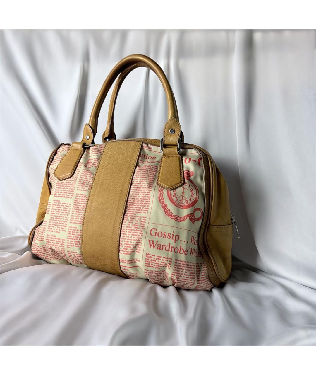 JOHN GALLIANO Бежевая кожаная сумка с короткими ручками, фото 4