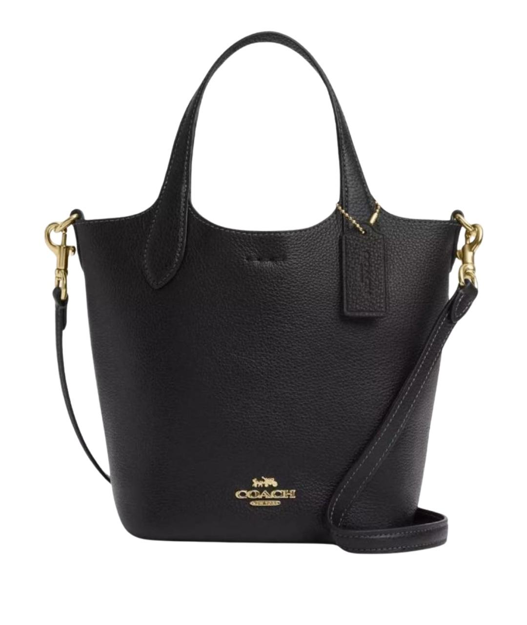 COACH Черная кожаная сумка с короткими ручками, фото 1