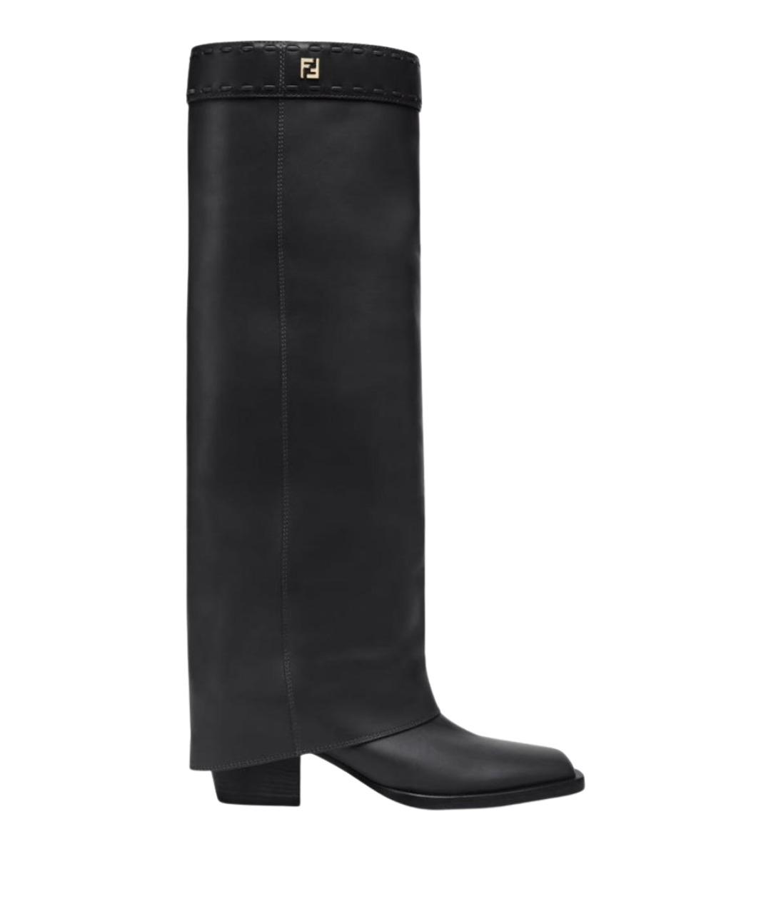 FENDI Черные кожаные сапоги, фото 1