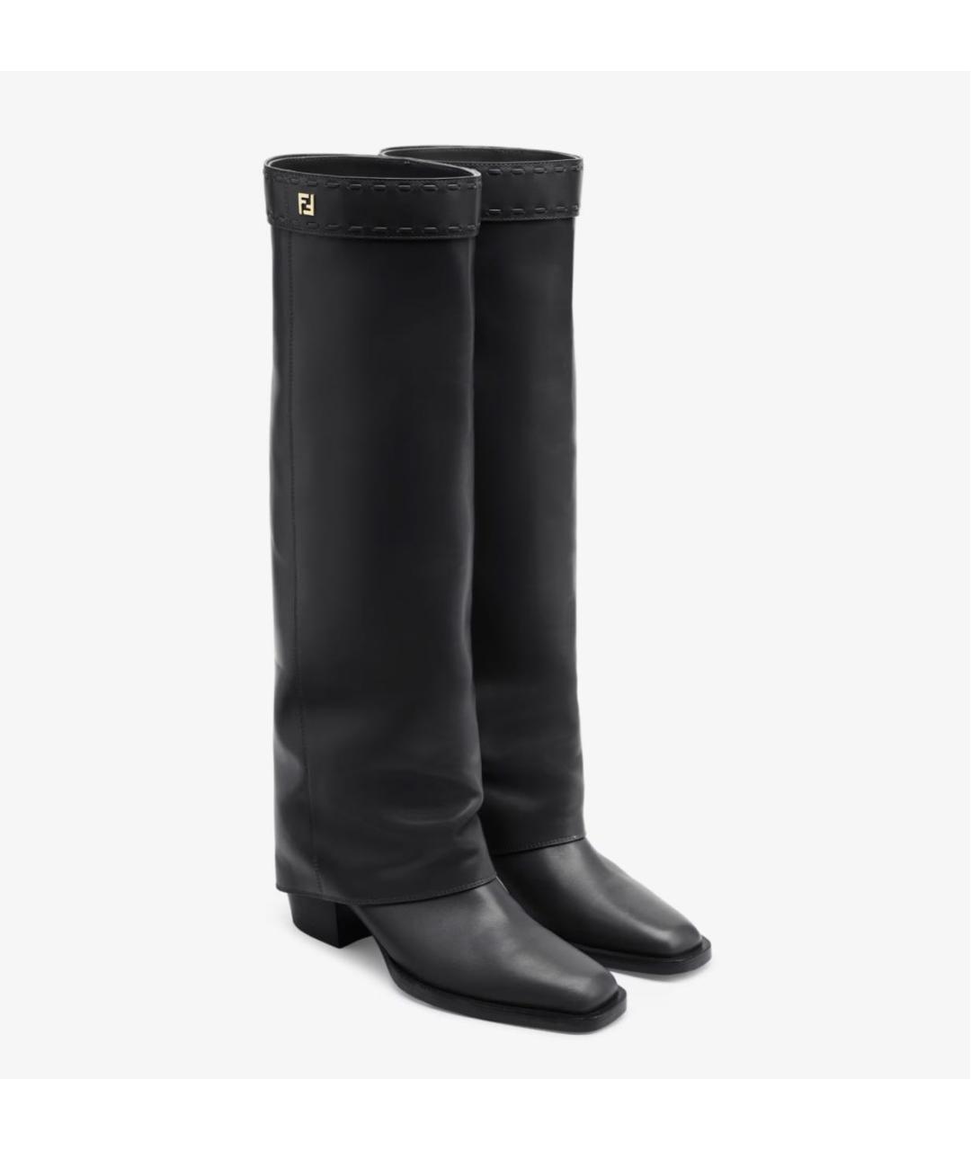 FENDI Черные кожаные сапоги, фото 4