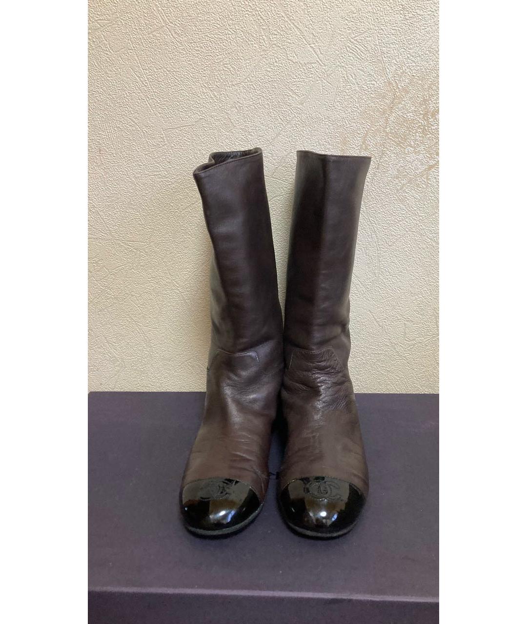 CHANEL Коричневые кожаные полусапоги, фото 2