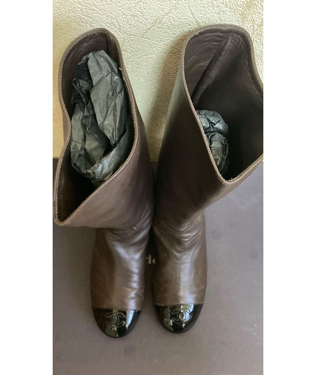 CHANEL Коричневые кожаные полусапоги, фото 3