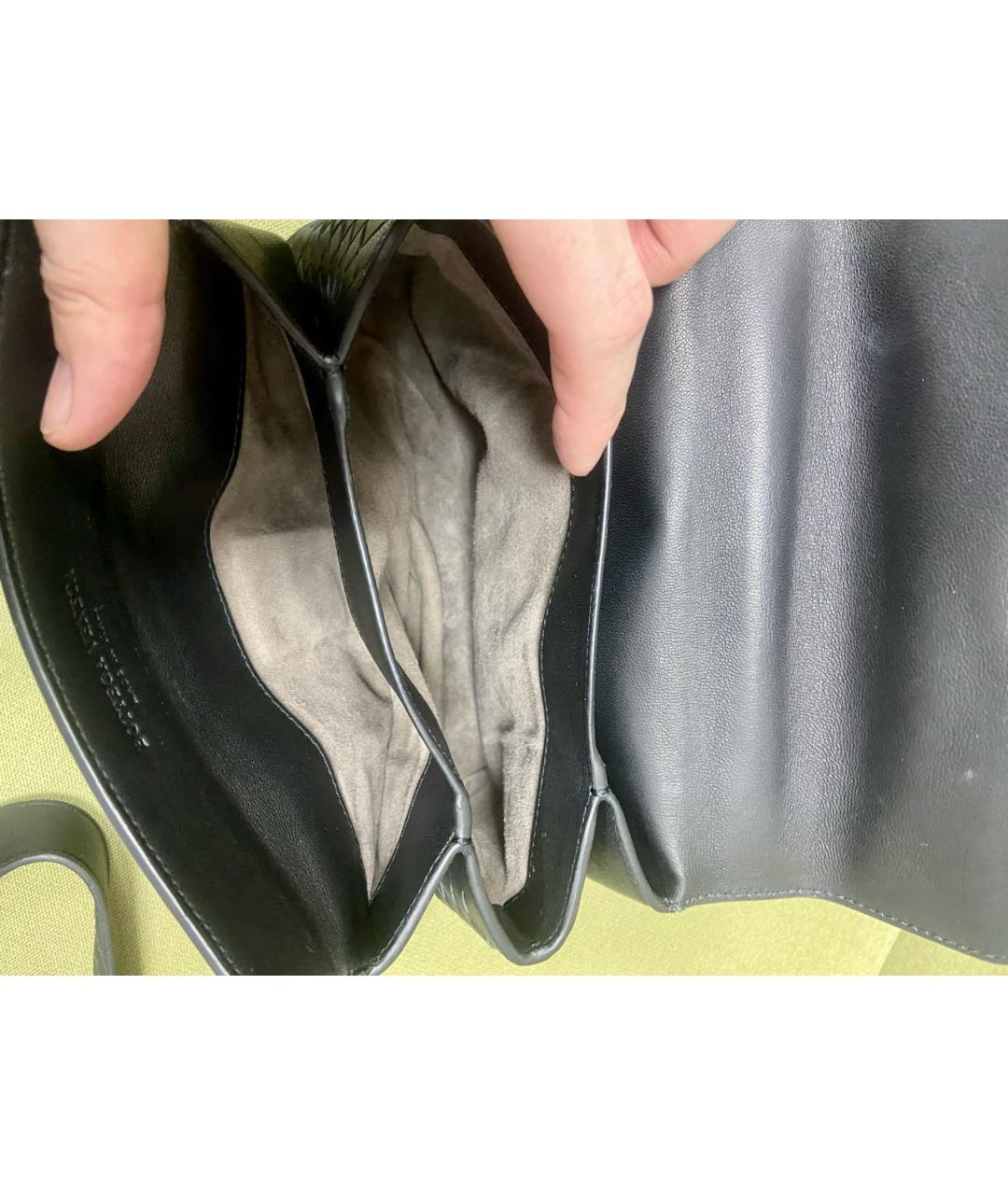 BOTTEGA VENETA Черная кожаная сумка через плечо, фото 5