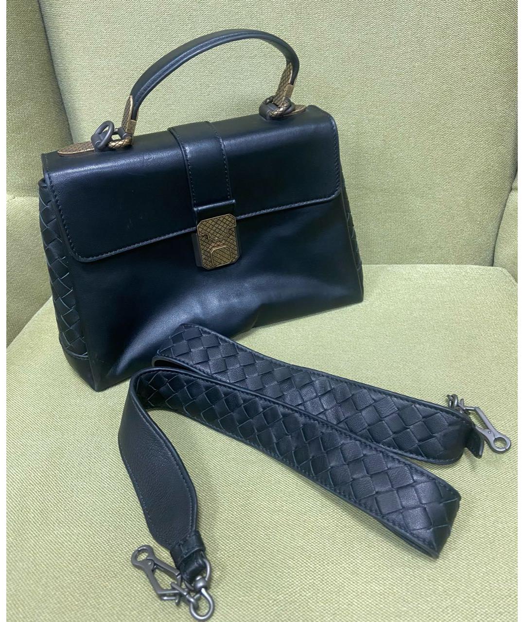 BOTTEGA VENETA Черная кожаная сумка через плечо, фото 6