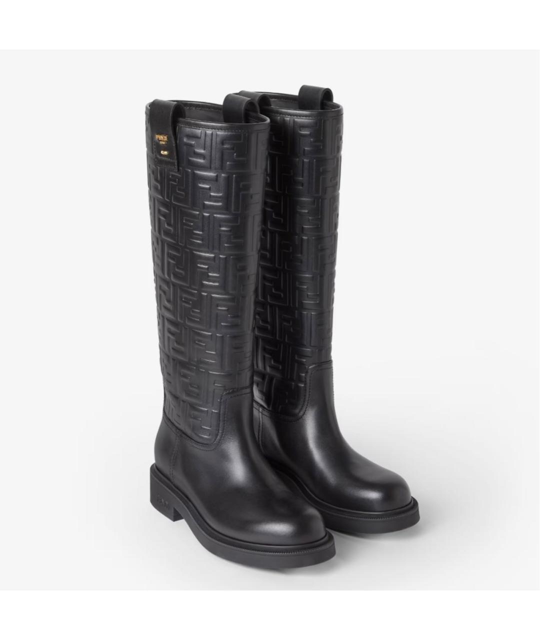 FENDI Черные кожаные сапоги, фото 4