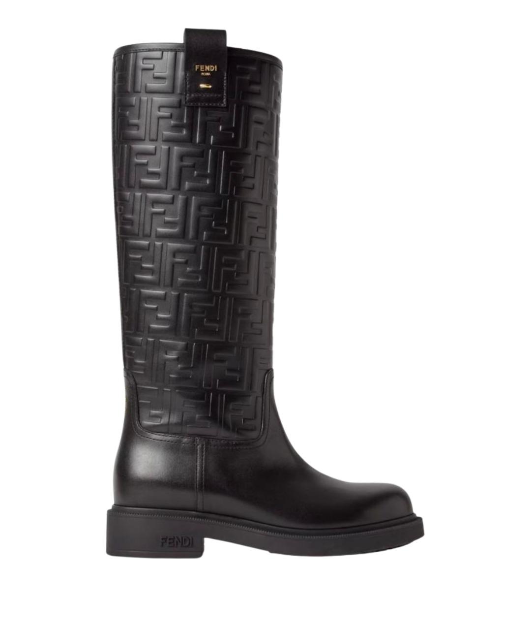 FENDI Черные кожаные сапоги, фото 1