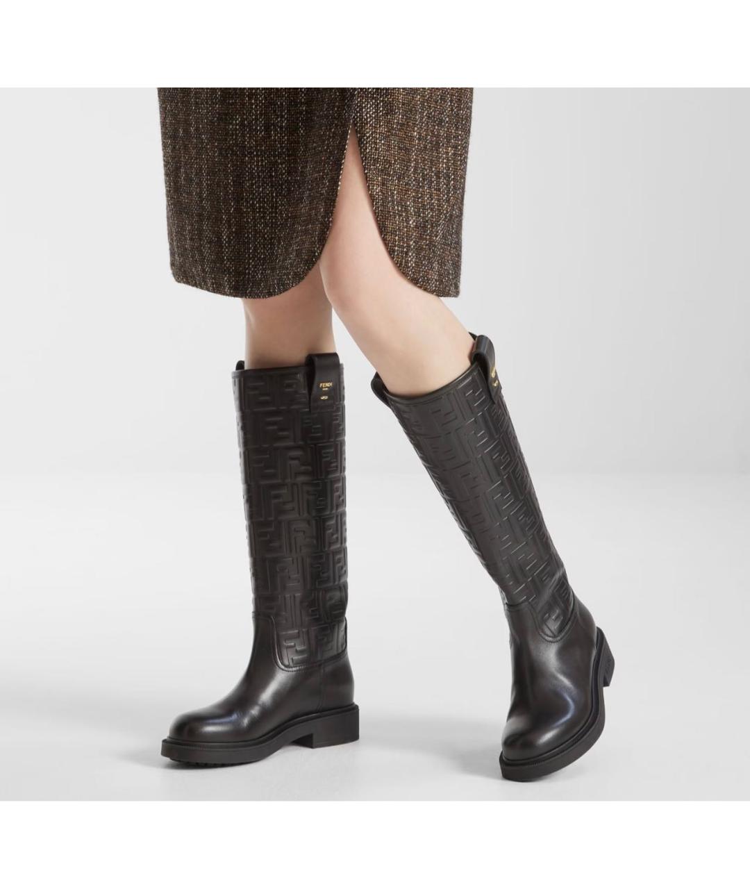 FENDI Черные кожаные сапоги, фото 5