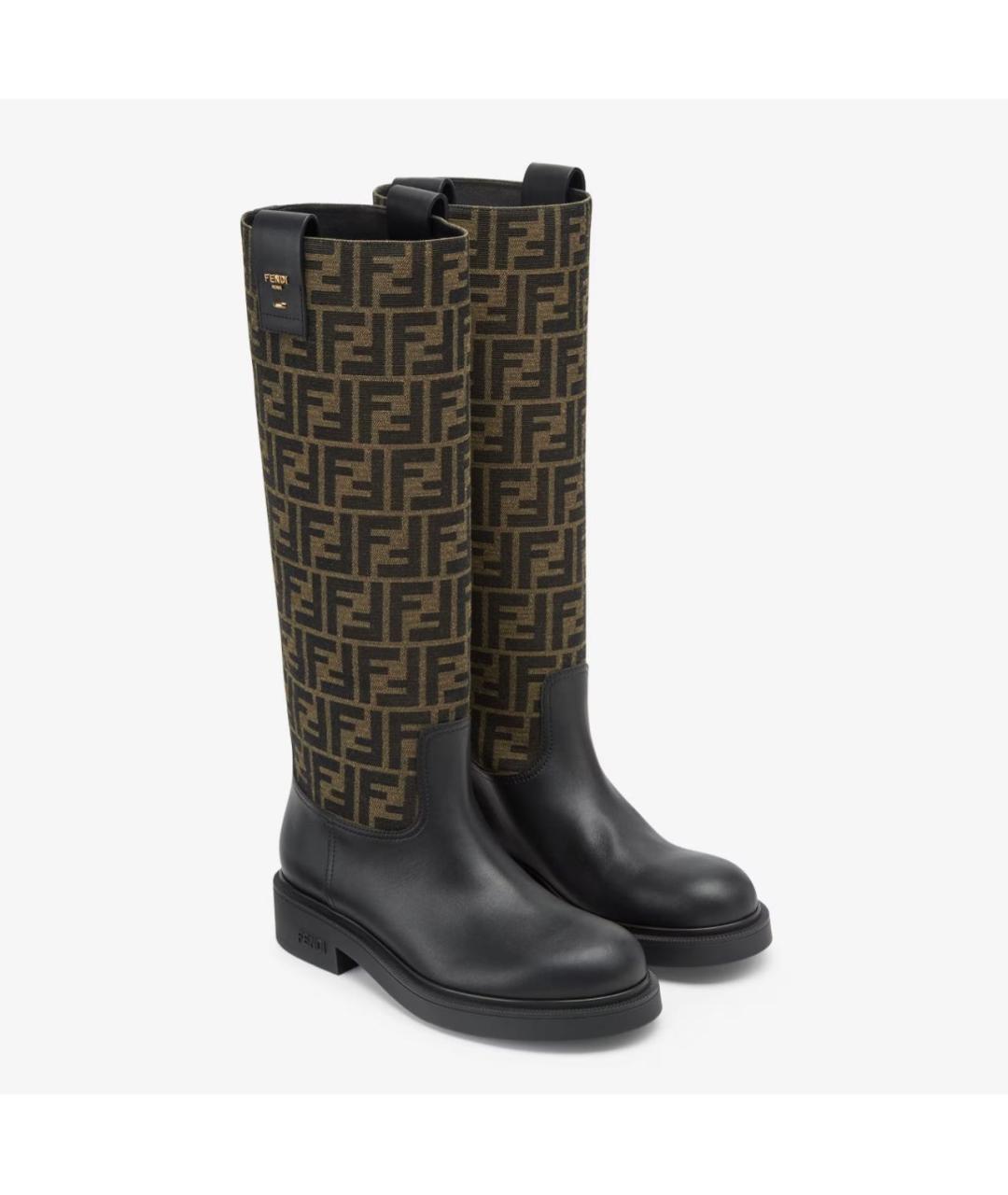 FENDI Черные кожаные сапоги, фото 4