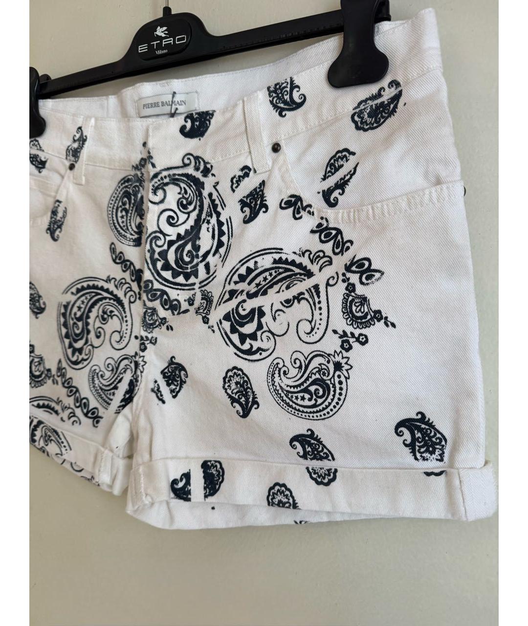 PIERRE BALMAIN Белые хлопко-эластановые шорты, фото 7