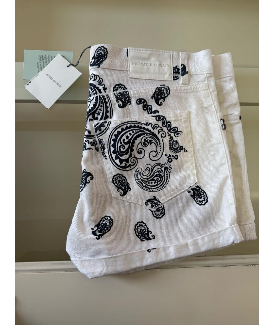 PIERRE BALMAIN Белые хлопко-эластановые шорты, фото 8