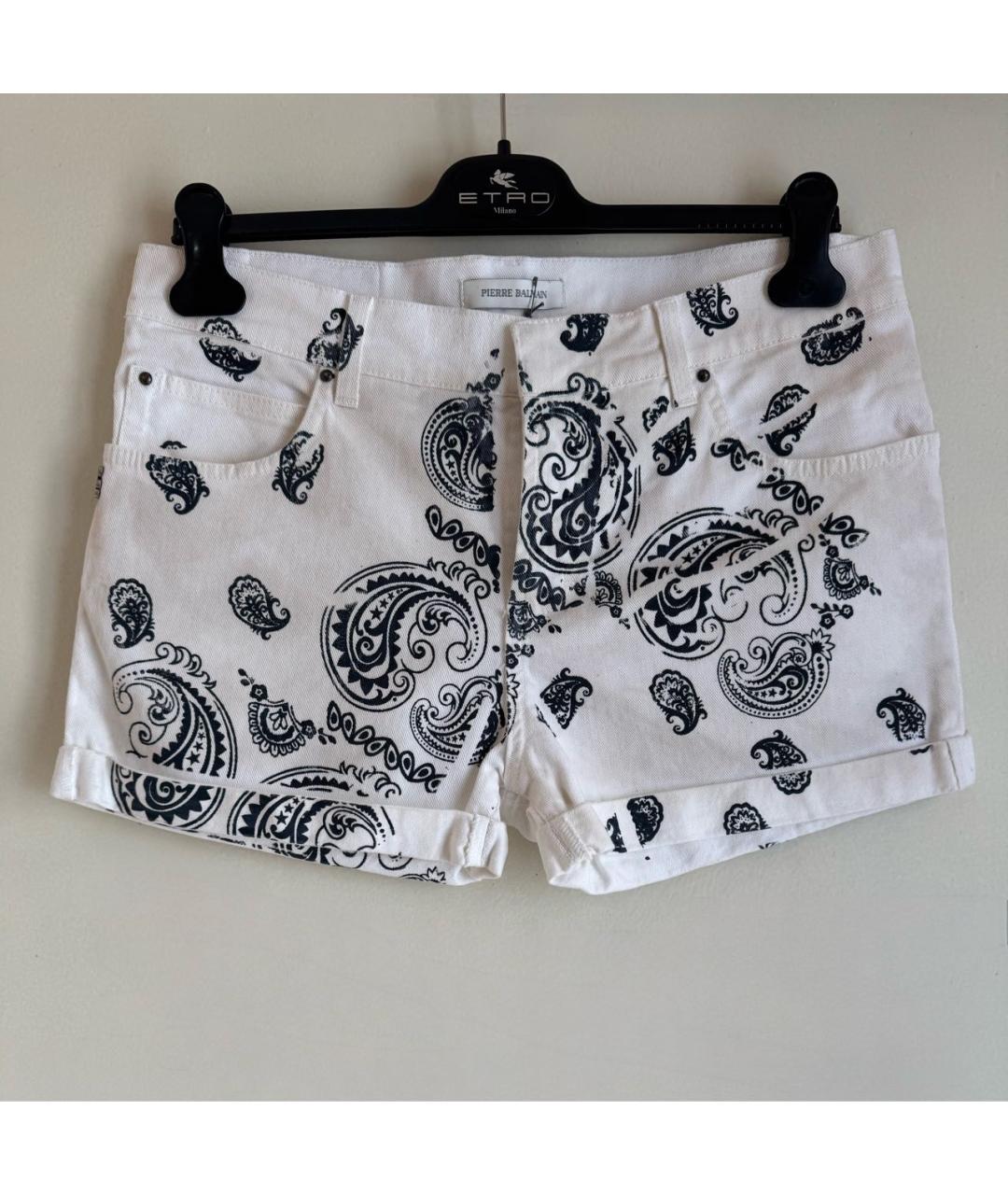 PIERRE BALMAIN Белые хлопко-эластановые шорты, фото 9