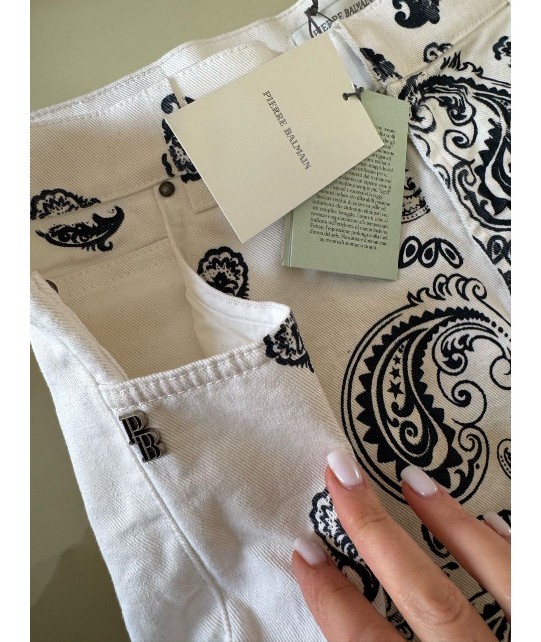 PIERRE BALMAIN Белые хлопко-эластановые шорты, фото 6