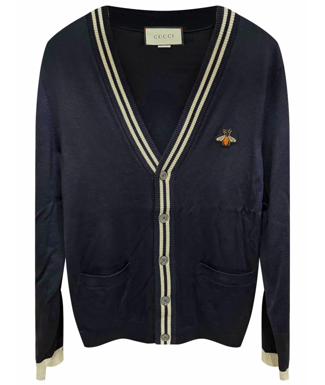 GUCCI Темно-синий шерстяной кардиган, фото 1