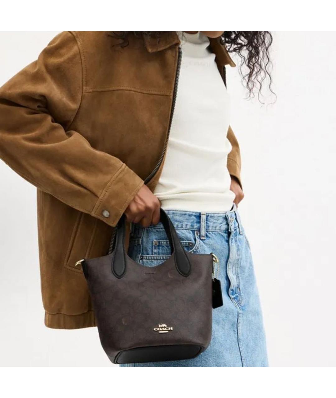 COACH Коричневая сумка с короткими ручками, фото 5