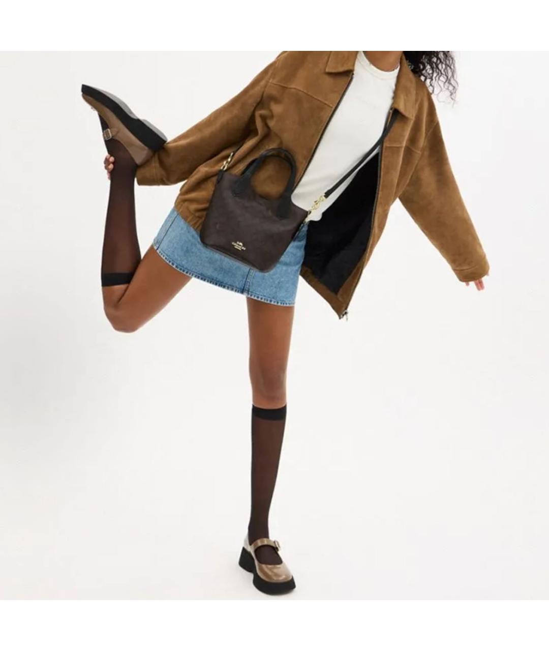 COACH Коричневая сумка с короткими ручками, фото 4