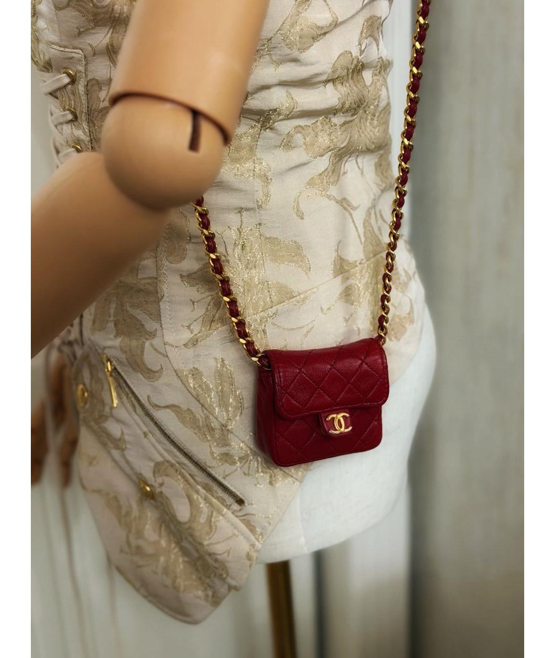 CHANEL Красная кожаная сумка через плечо, фото 3