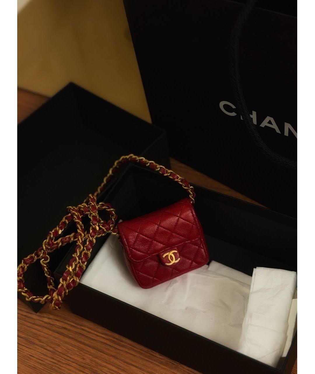 CHANEL Красная кожаная сумка через плечо, фото 2