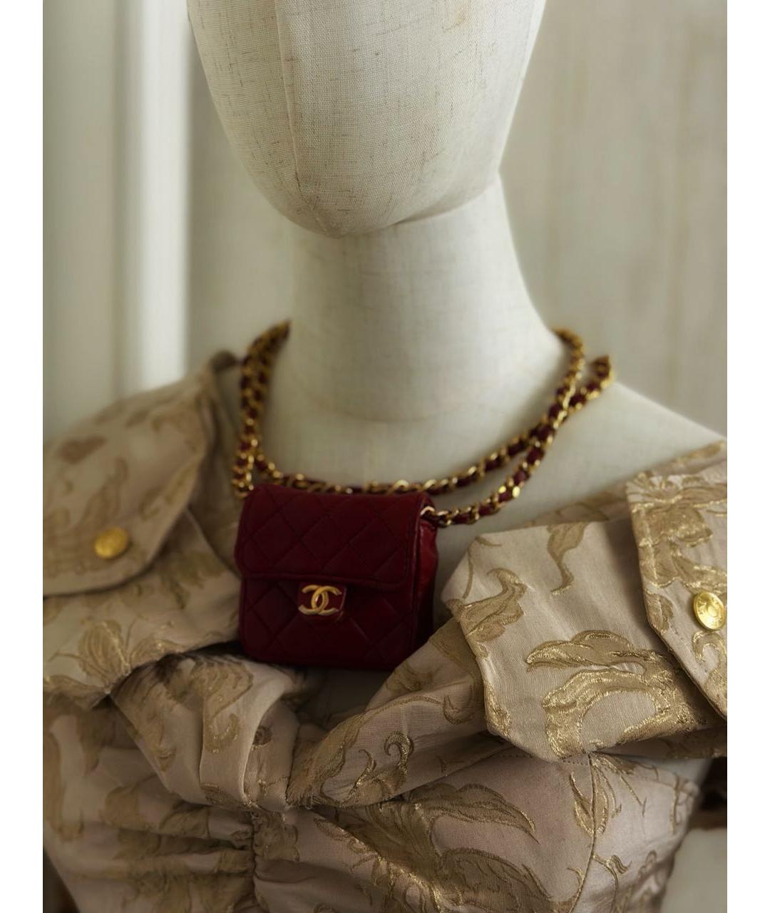 CHANEL Красная кожаная сумка через плечо, фото 6