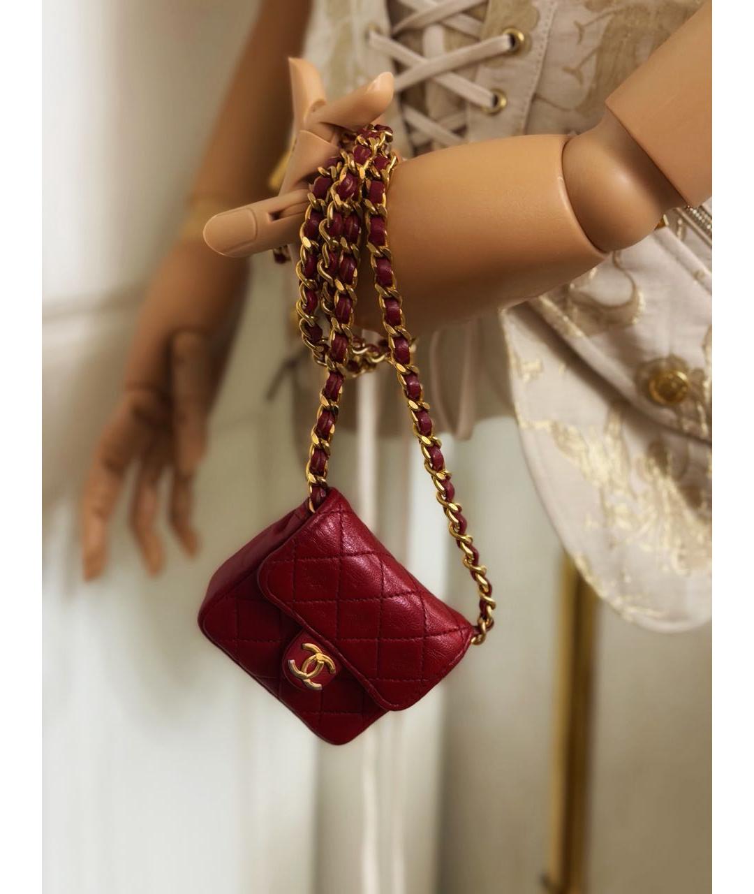 CHANEL Красная кожаная сумка через плечо, фото 4