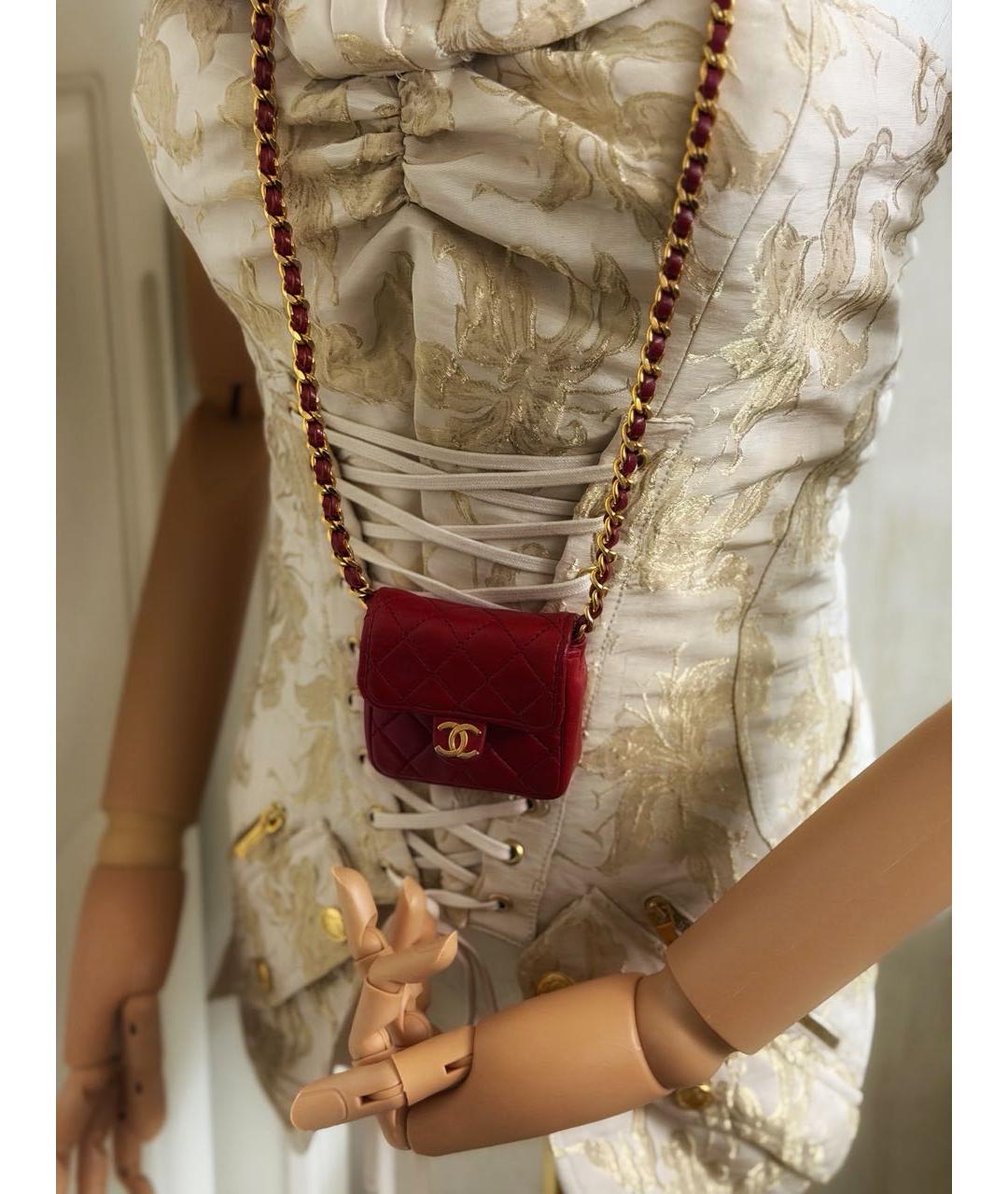 CHANEL Красная кожаная сумка через плечо, фото 5