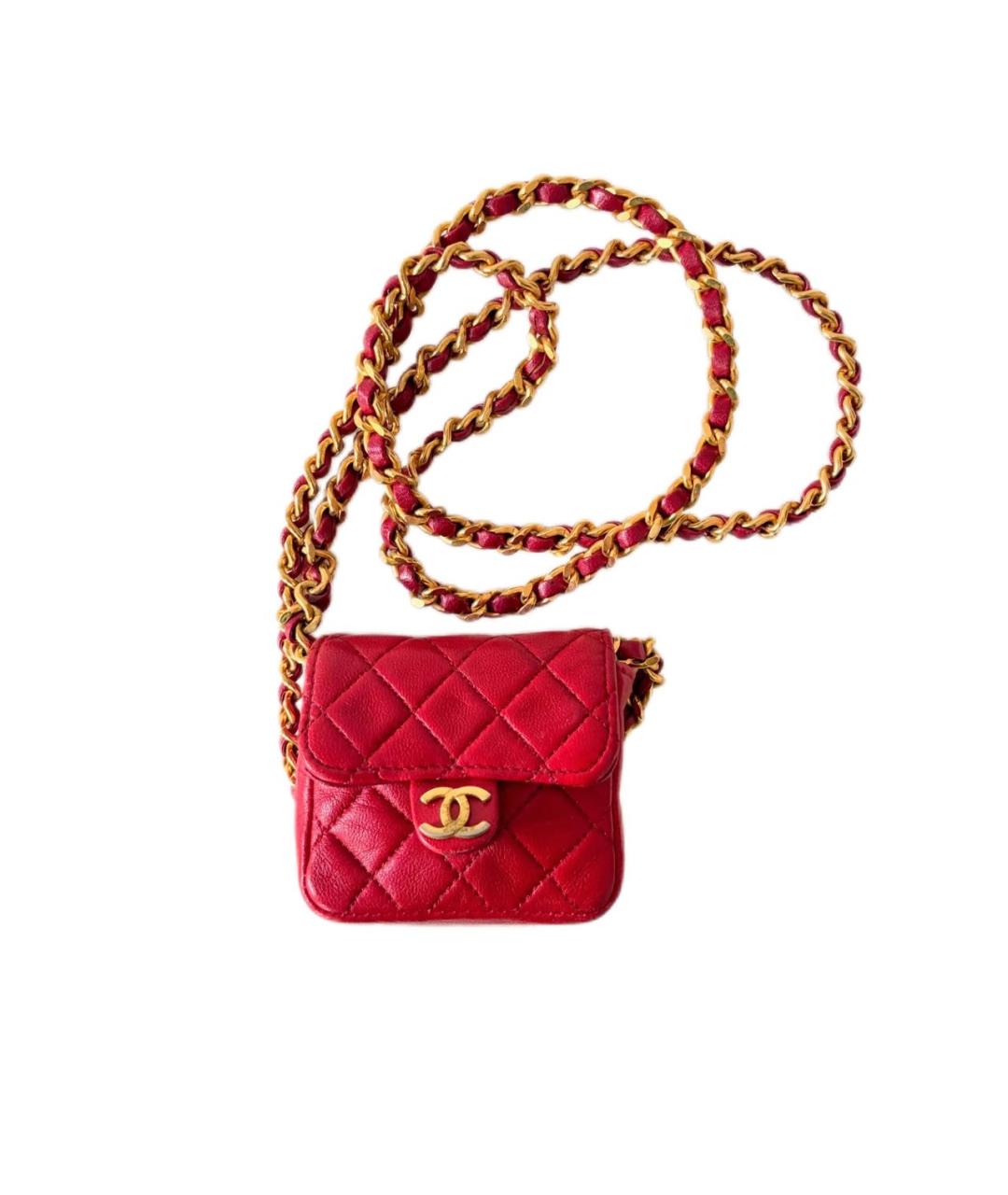 CHANEL Красная кожаная сумка через плечо, фото 9