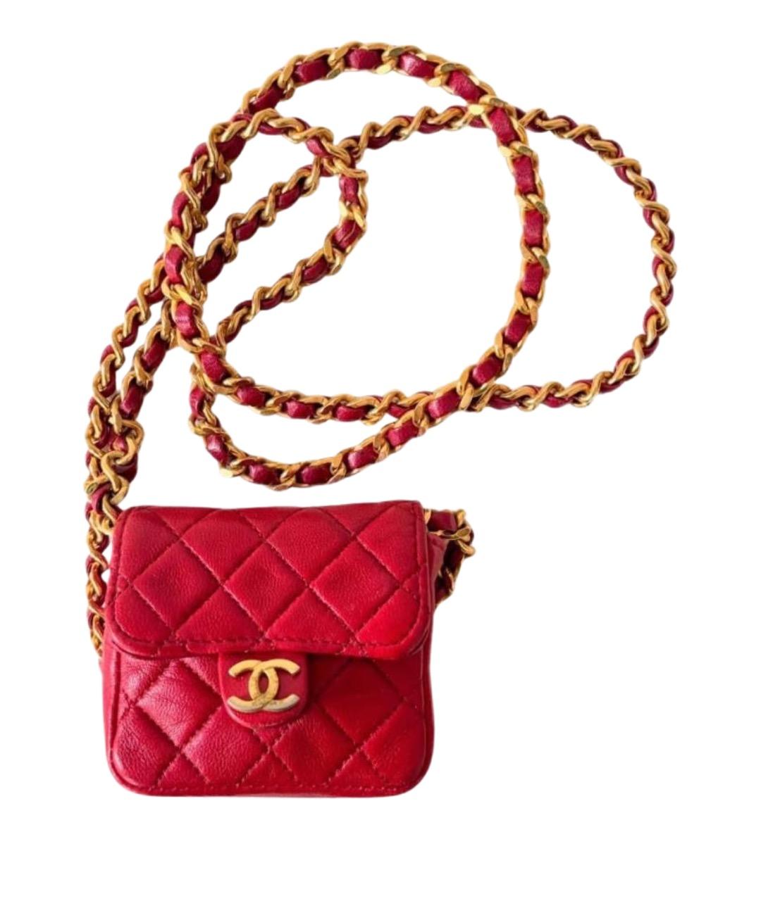 CHANEL Красная кожаная сумка через плечо, фото 1