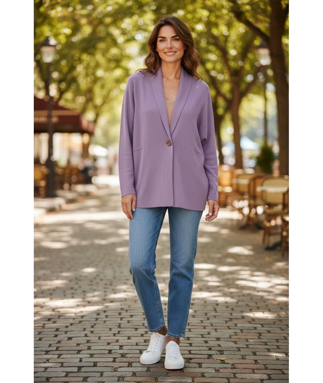 ARMANI COLLEZIONI Фиолетовый шелковый кардиган, фото 7