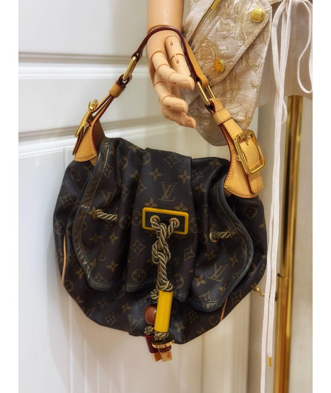 LOUIS VUITTON Коричневая кожаная сумка через плечо, фото 4