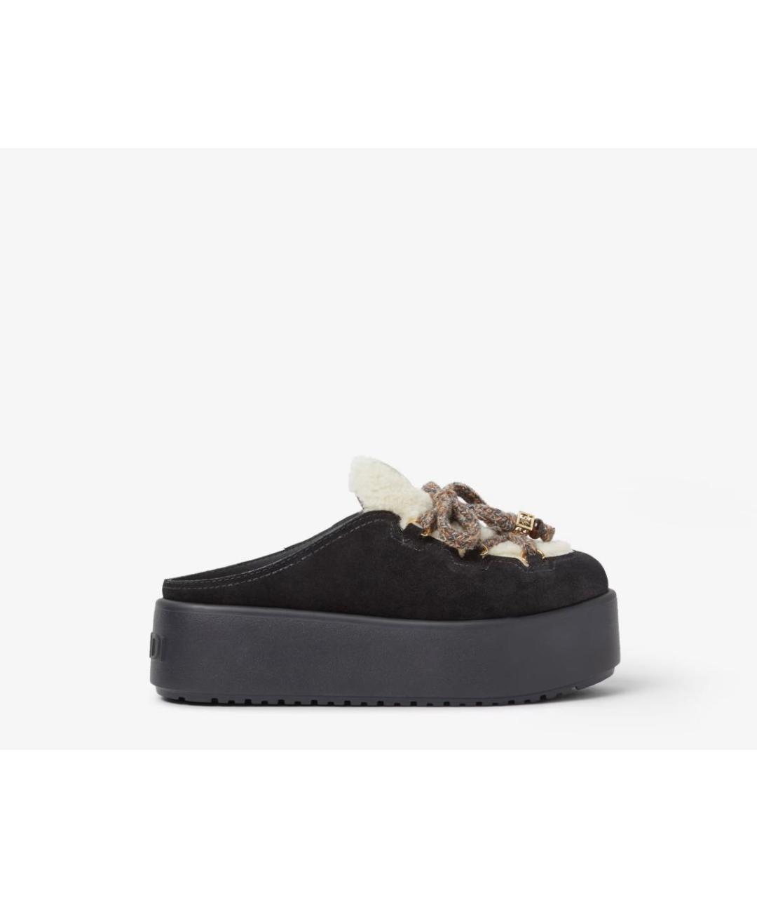 FENDI Черные сабо из искусственной кожи, фото 6