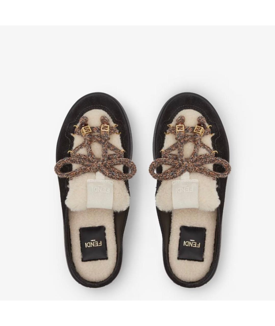 FENDI Черные сабо из искусственной кожи, фото 4