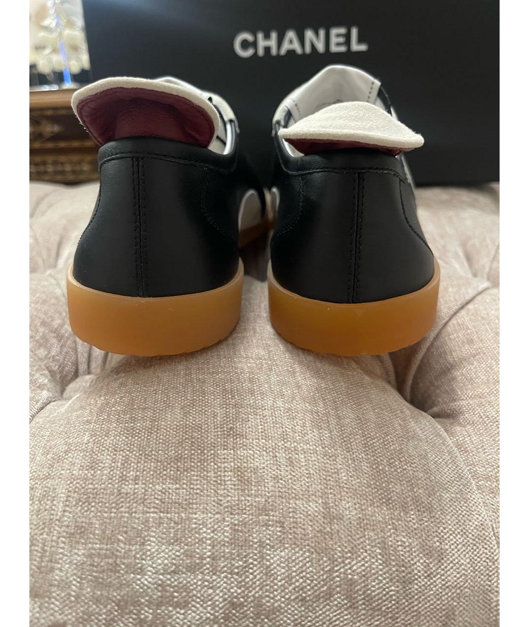CHANEL Черные кожаные кроссовки, фото 4