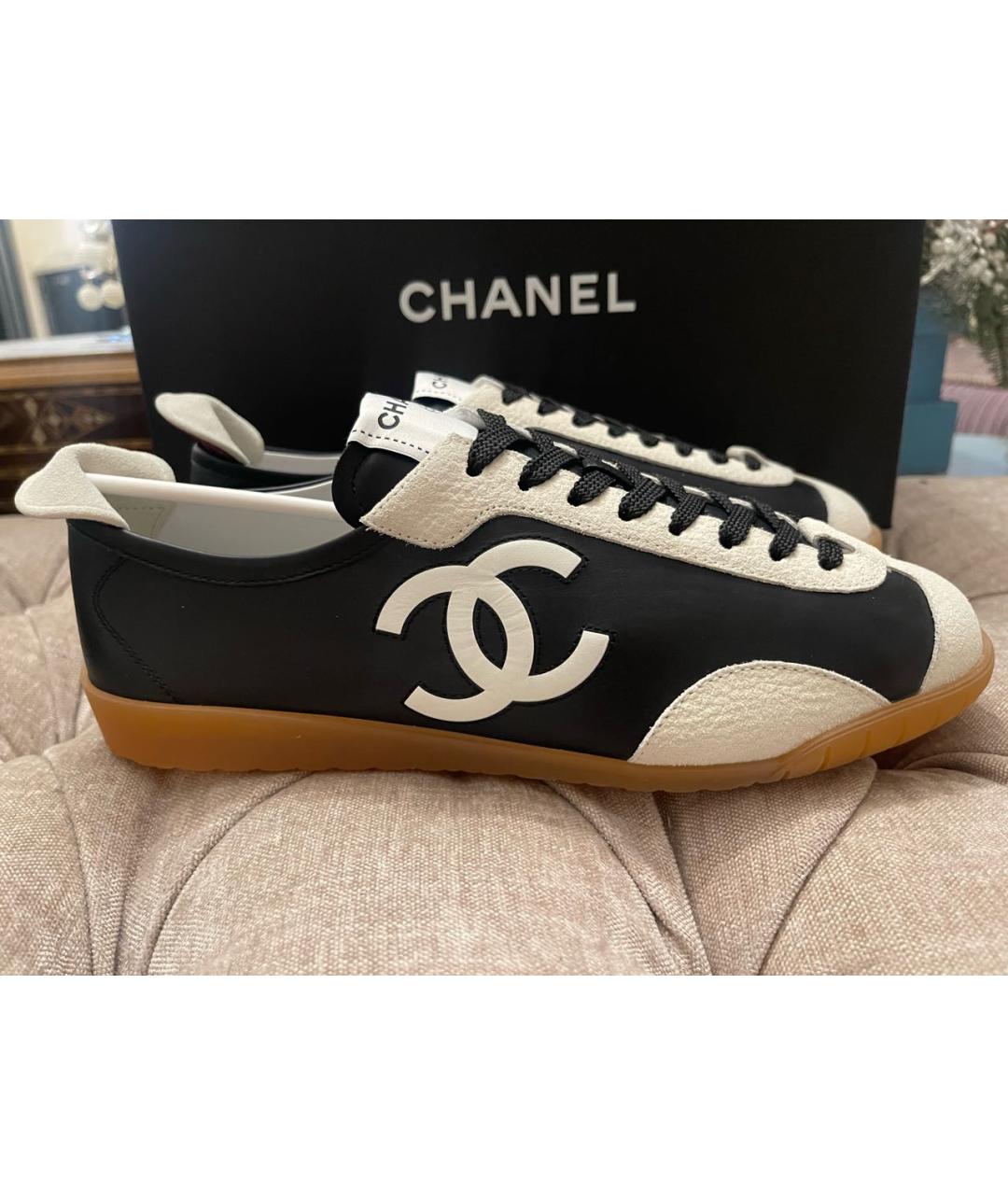 CHANEL Черные кожаные кроссовки, фото 6