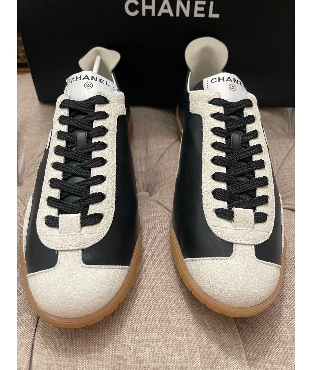 CHANEL Черные кожаные кроссовки, фото 2
