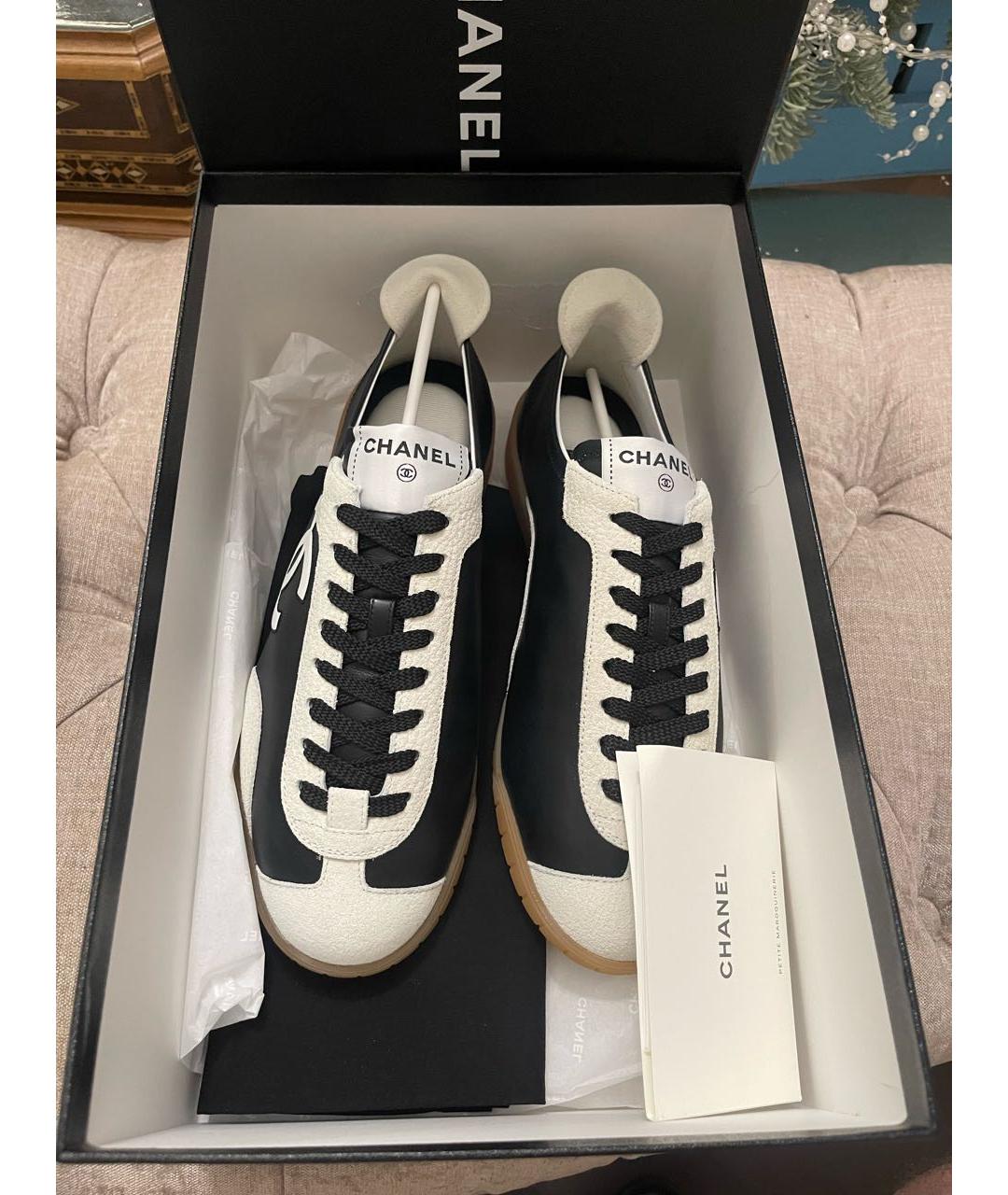 CHANEL Черные кожаные кроссовки, фото 5