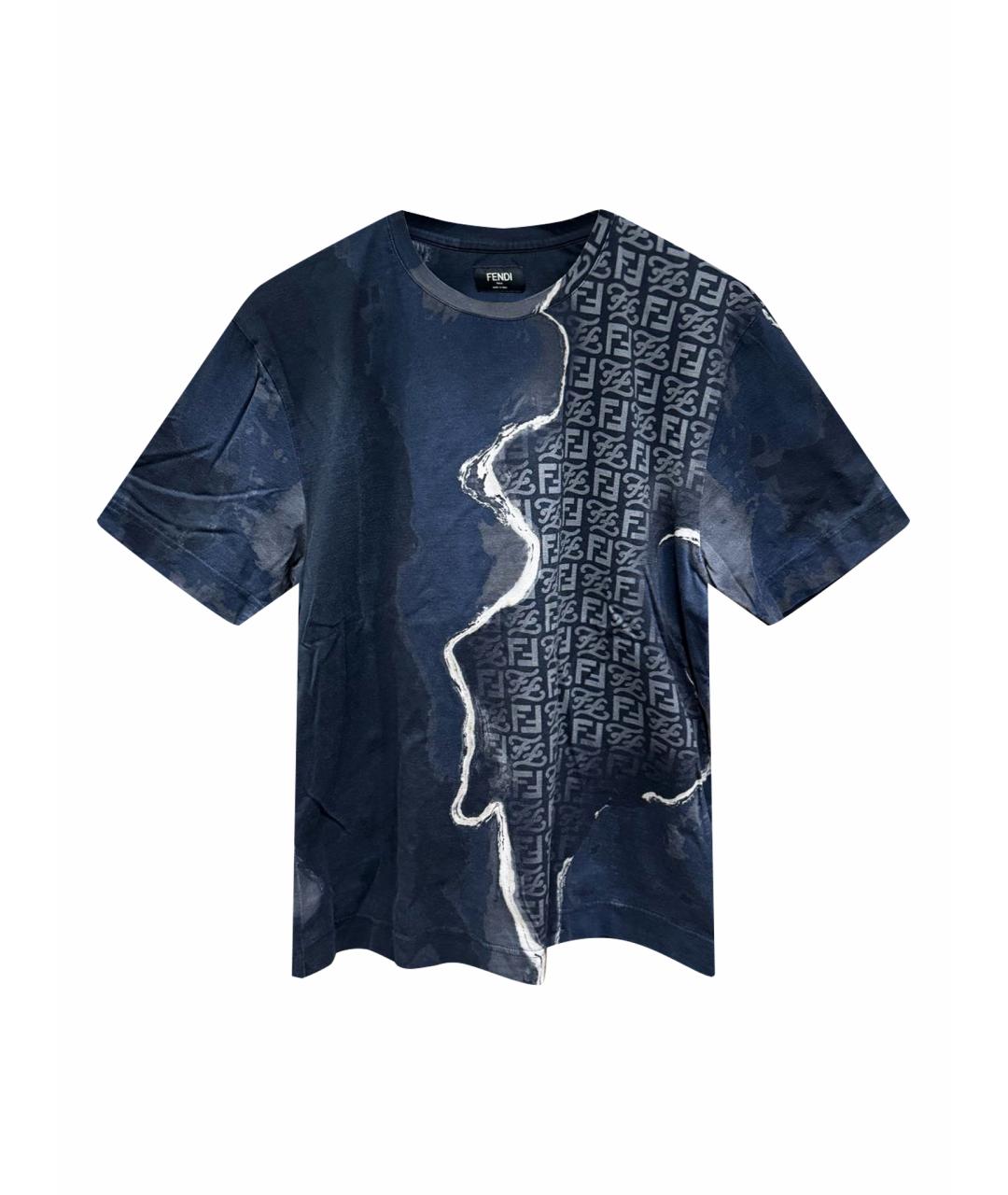 FENDI Темно-синяя хлопковая футболка, фото 1