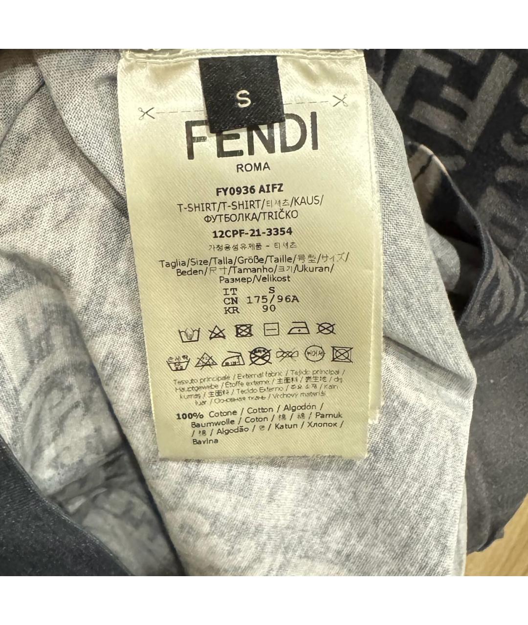 FENDI Темно-синяя хлопковая футболка, фото 4