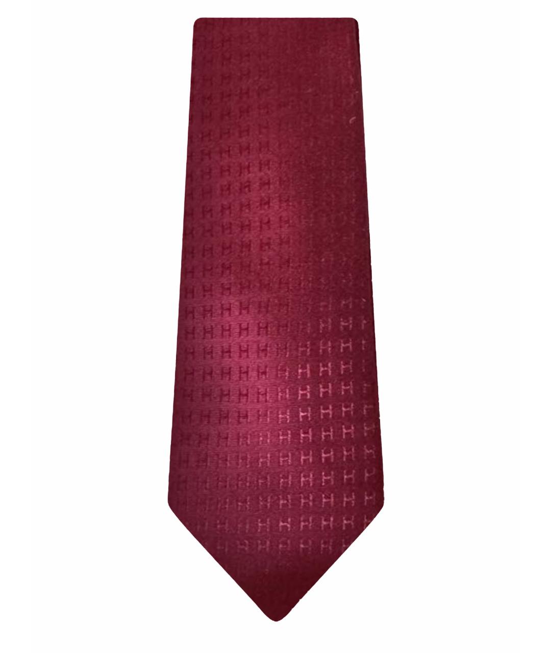 HERMES Бордовый шелковый галстук, фото 1