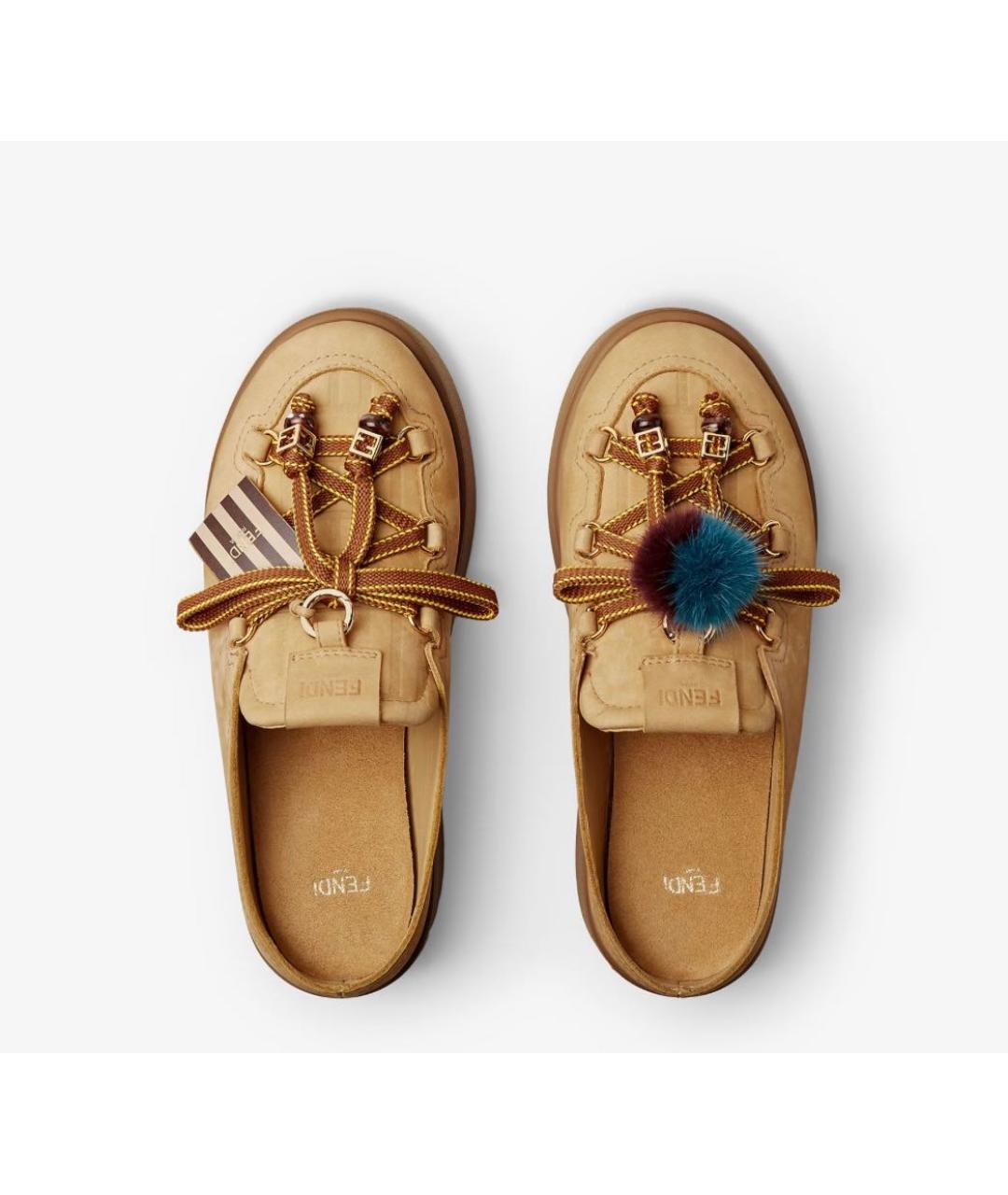 FENDI Коричневые замшевые сабо, фото 4