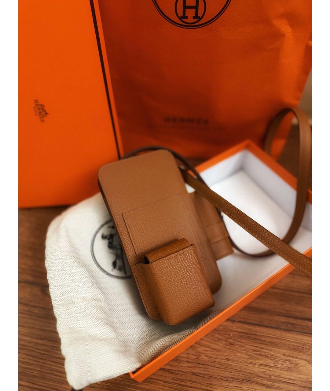 HERMES Коричневая кожаная сумка через плечо, фото 6