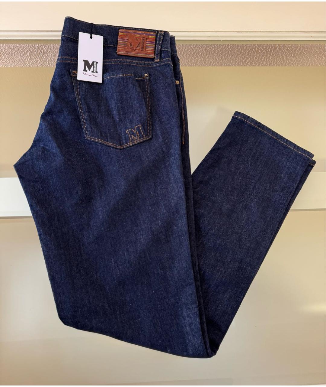 MISSONI Темно-синие хлопко-эластановые прямые джинсы, фото 2